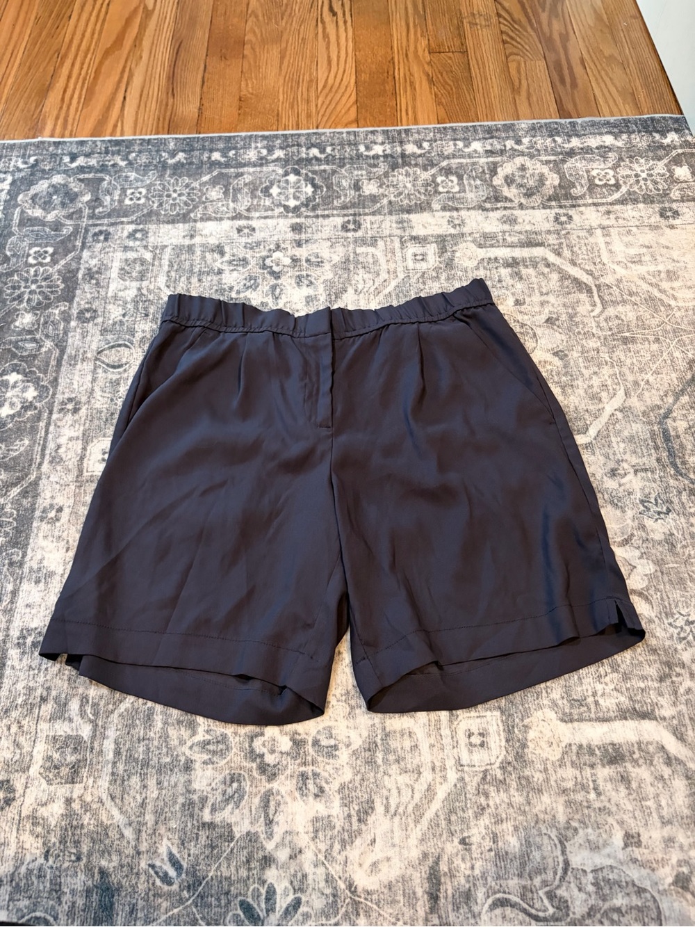 LOFT Navy Elastic-Waist Bermuda Shorts